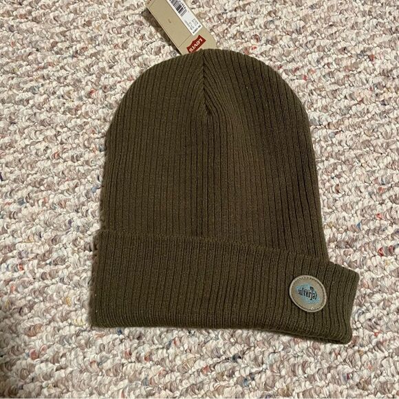 NWT Levi’s Silver Tab Olive Green Ribbed Beanie - Picture 1 of 2